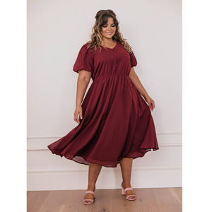 JessaKae Highbury Swiss Dot Midi Dress-XL